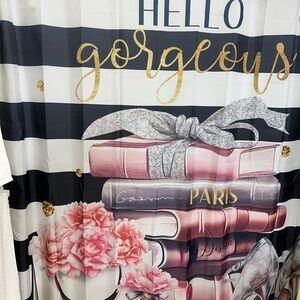 Elegant Black and White Striped Shower Curtain